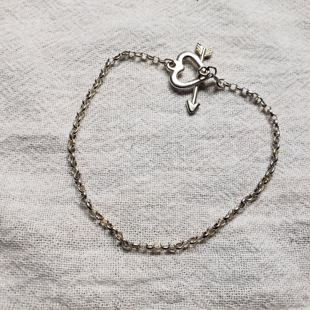 Silver Heart Arrow Bracelet